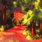 August Macke Red House in a Park oil painting on canvas